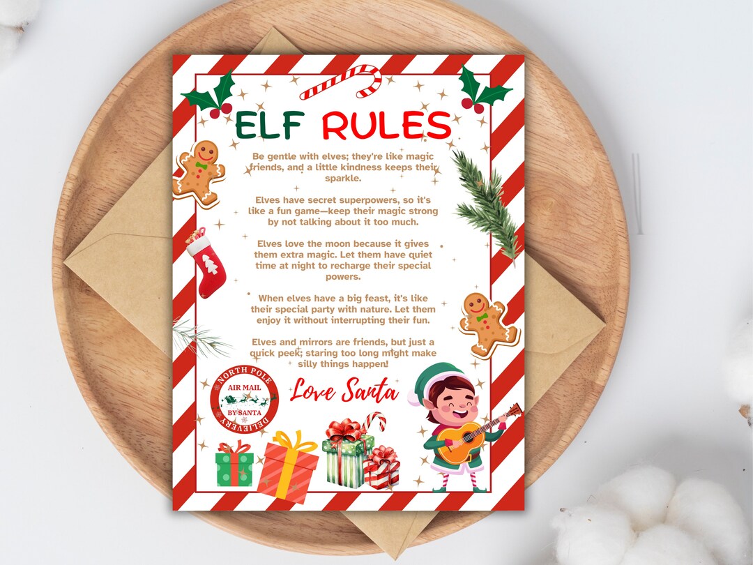 Elf Rules Printable Christmas Elf Behavior Chart Holiday Rules Sign 