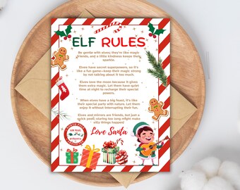 Elf Rules Printable | Christmas Elf Behavior Chart | Holiday Rules Sign | Festive Elf Decor | Elf on the Shelf Rules List | Fun Elf Print