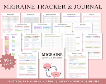 Migräne-Tracker | Migräne Notizbuch | Kopfschmerz Tracker | Kopfschmerztagebuch|Gesundheitsplaner | Angst & Schmerz Log |Chronische Krankheit| Medizinischer Planer