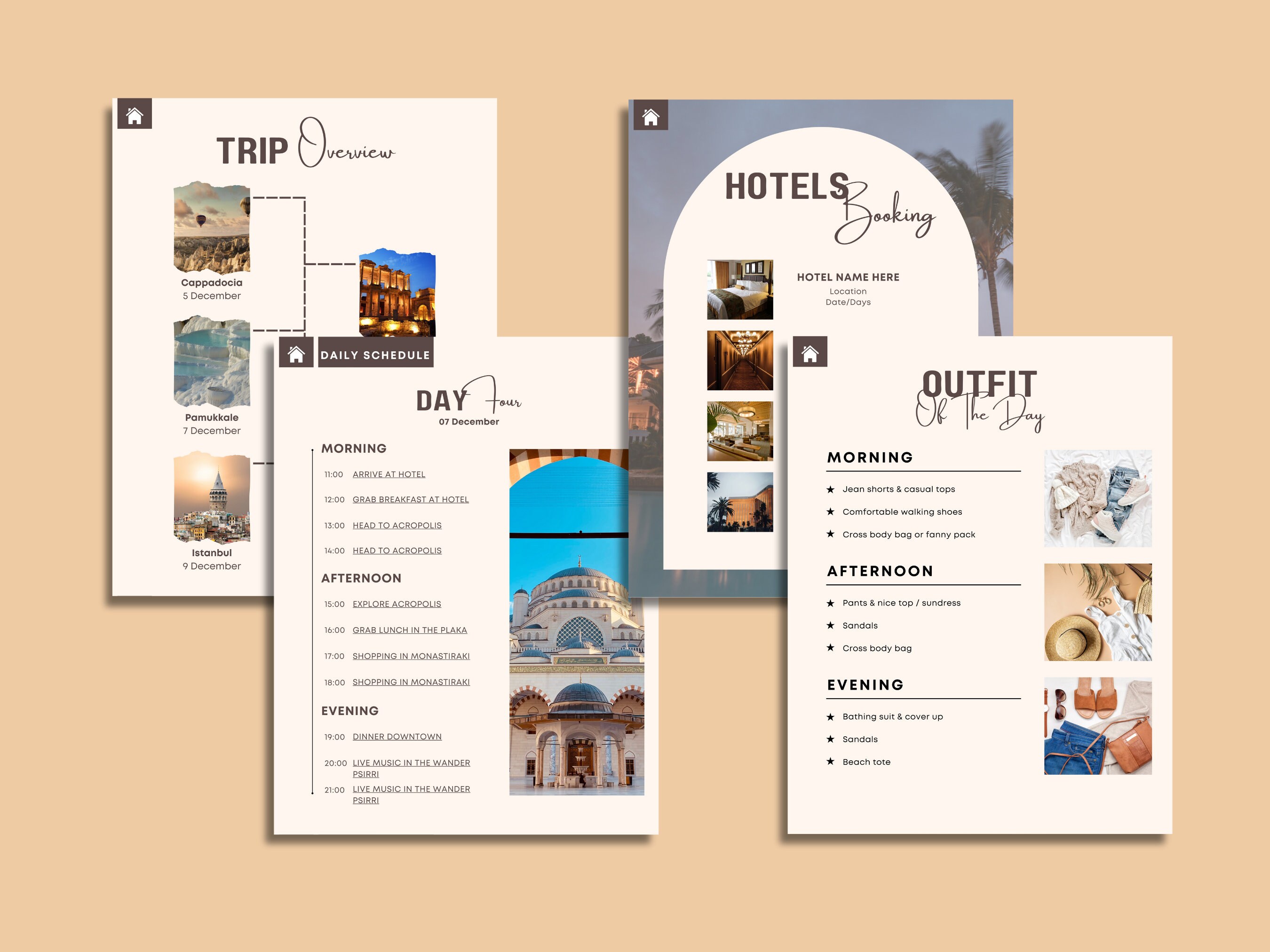 Digital Travel Itinerary Template, Vacation Planner Template ...
