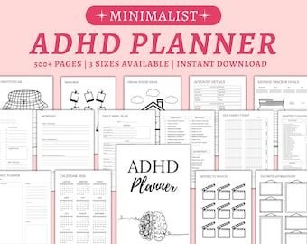Planificador para adultos con TDAH, planificador imprimible para TDAH, planificador de productividad para TDAH, planificador digital para TDAH, planificador diario para TDAH, planificador de vida para TDAH en formato PDF