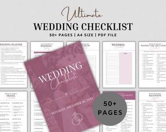 Wedding Planning Checklist Printable, Bridal Planner, Editable Wedding To-Do List, Instant Downlod PDF