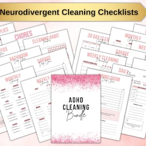 ADHD / Neurodivergent Cleaning Checklist Editable, Adhd Cleaning Schedule, Adhd Cleaning Planner, Adhd to do list, Adhd Planner