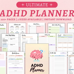 Adhd Planner Adult, Adhd Planner Printable, ADHD Productivity Planner, adhd digital planner, adhd daily planner, adhd life planner PDF