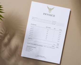 Editable Invoice Template | Printable & Digital Business Invoice | | Small Business Billing | Editable Canva Template | Instant Download
