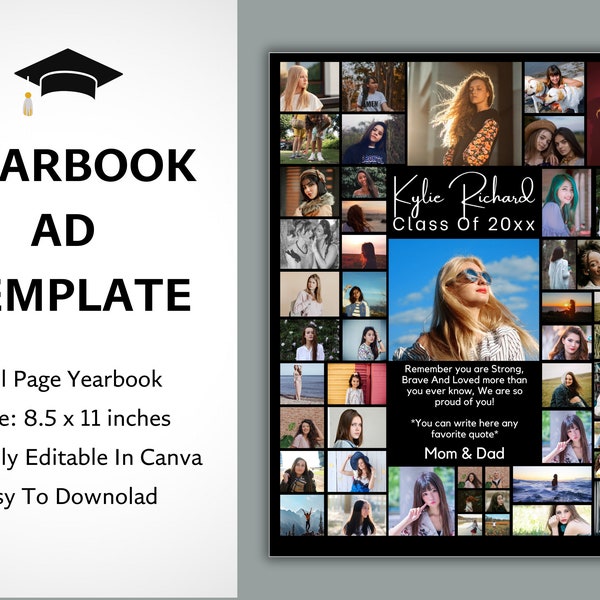 Yearbook Grad Pages. Example Yearbook Template - Etsy