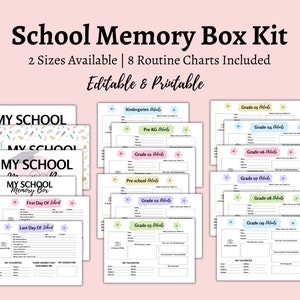 School Memory Box Kit Printable, Childhood Memory Book, Kids Keepsake Journal, School Keepsake Book Label, Personalized Back to School Box