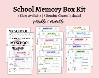 School Memory Box Kit Printable, Childhood Memory Book, Kids Keepsake Journal, School Keepsake Book Label, Personalized Back to School Box