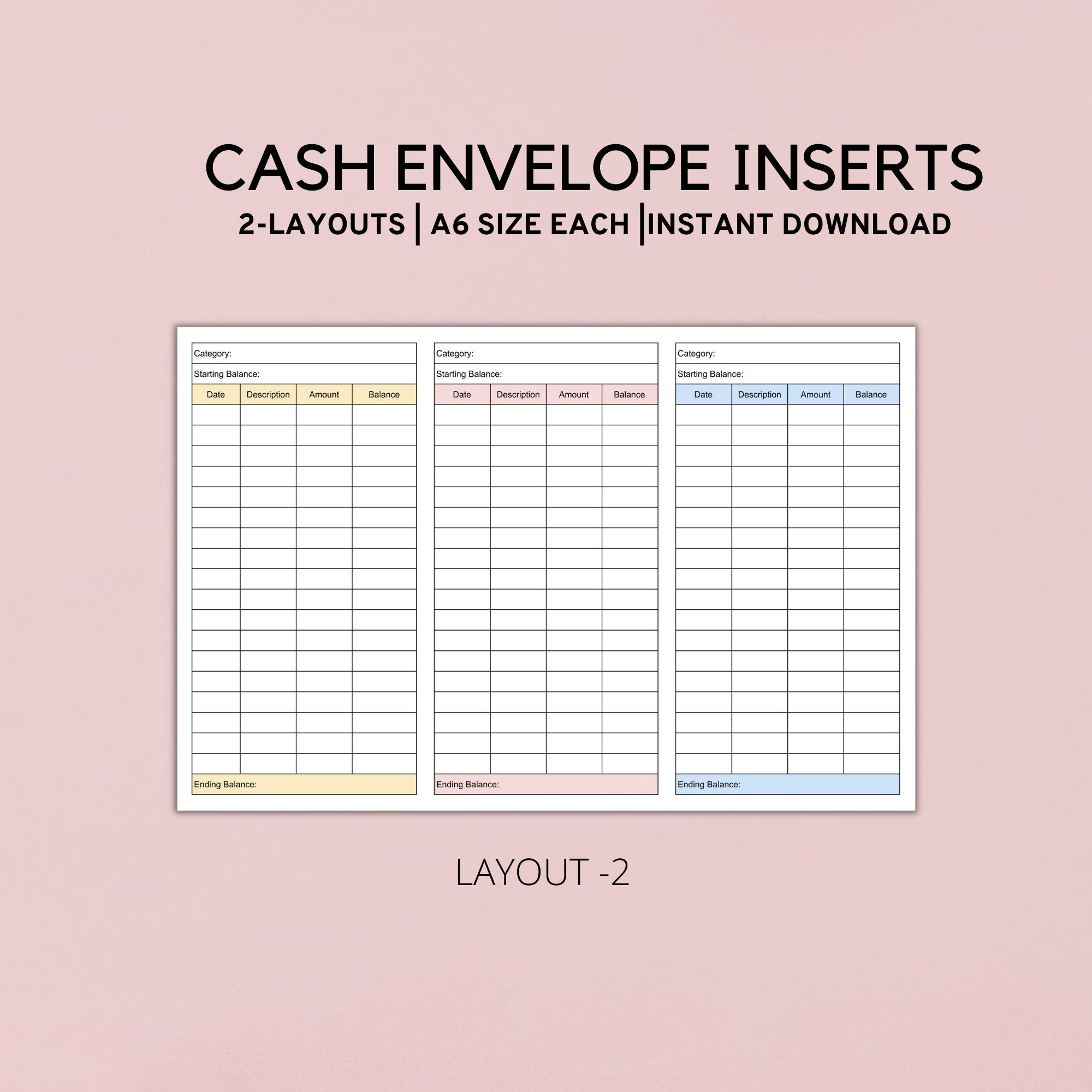 Cash Envelope Inserts, Cash Envelope Tracker, Spending Tracker, Money ...