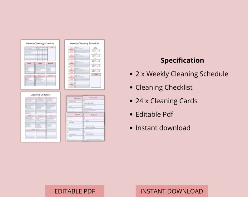 Adhd Cleaning Checklist Editable Adhd Cleaning Schedule Adhd Etsy Australia