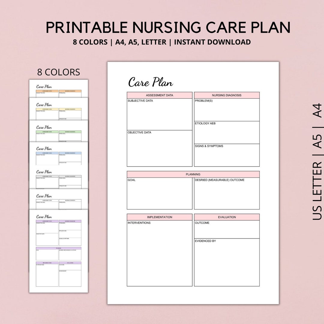 Nursing Care Plan Printable, ADPIE Nursing Study Guide, Nursing ...