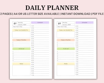 Hourly Daily Planner Printable, Time Blocking Template, Work Day Schedule, To Do List, Undated Planner Inserts, Hourly Schedule