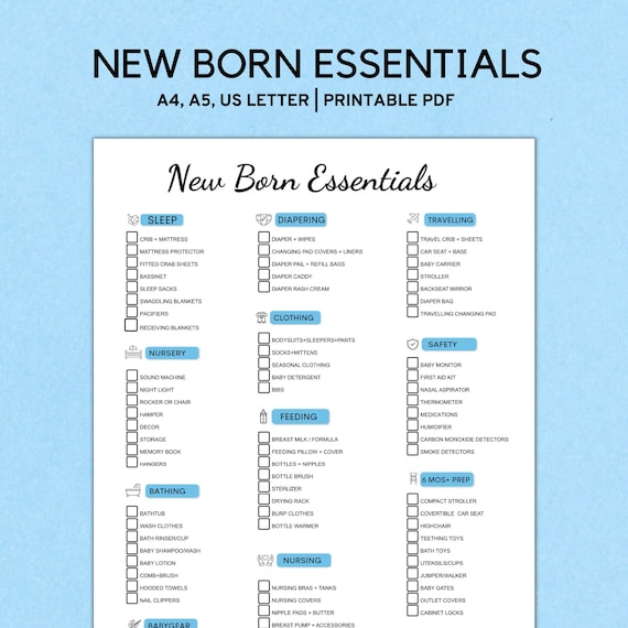 Baby Essentials Checklist, Newborn Checklist, Nursery Checklist, Baby  Registry Checklist, Pregnancy Checklist, Instant Download 