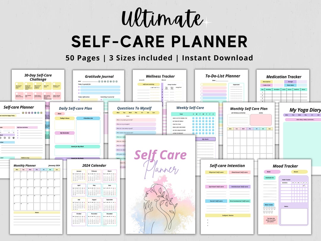 Self Care Planner Printable, Self-love Journal, Mental Health Worksheet ...
