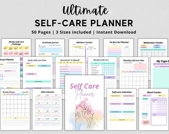 Self Care Planner Printable, Self-Love Journal, Mental Health Worksheet Kit, Wellness Planner Bundle, Mindfulness Journal, Instant Download