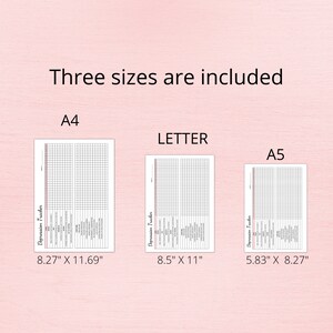 Pode incluir: Tr&ecirc;s modelos de rastreamento de depress&atilde;o imprim&iacute;veis em tamanhos diferentes: A4 (8,27" x 11,69"), Carta (8,5" x 11") e A5 (5,83" x 8,27").