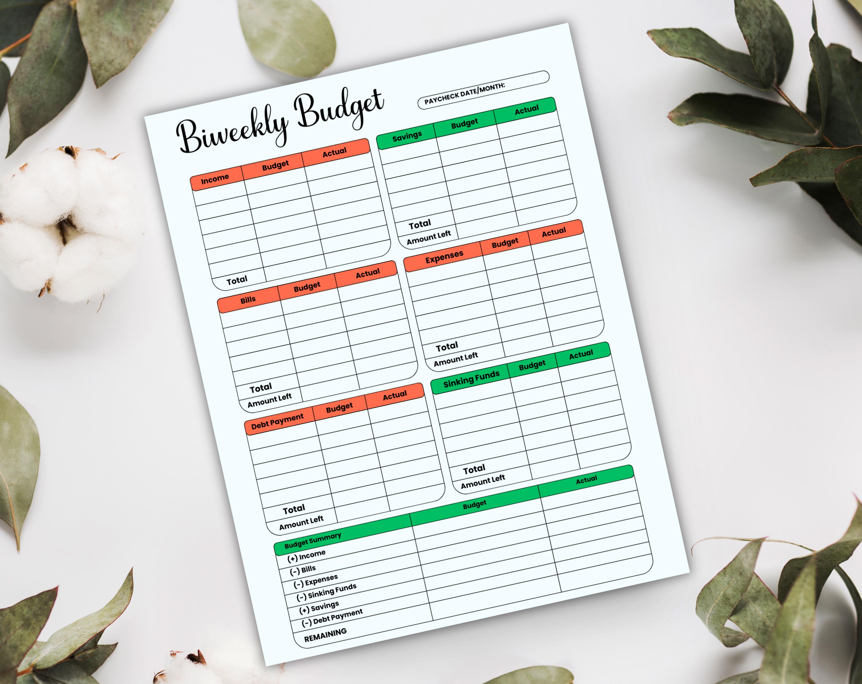 Bi-weekly Budget Planner Printable | Income & Expense Tracker | Finance ...