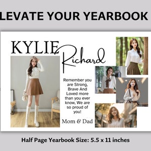 Half Page Graduation Ad Yearbook, Custom Yearbook Template, Editable Graduation Photo Collage, High School Yearbook, Grad Tribute Ad