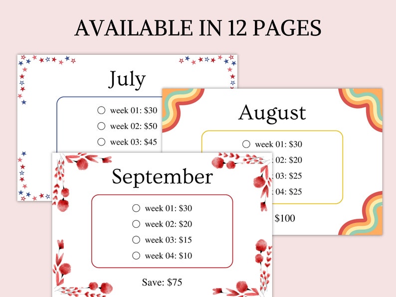 A6 Low Income Savings Challenge Bundle, Monthly Savings Challenge Bundle, Money Challenge, Savings Tracker Printable, Instant Download image 6