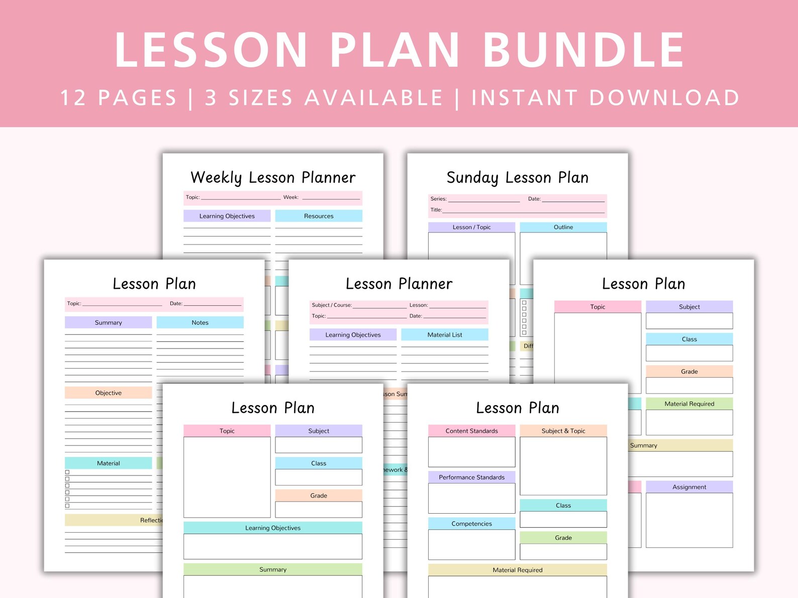 Teacher Lesson Planner Bundle: Weekly & Monthly Printable (PDF) - Etsy