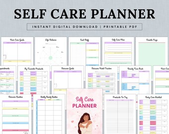 Self Care Planner Bundle Printable,  Self-Love Journal, Mental Health Worksheet Kit, Mindfulness Journal, Wellness Planner Bundle PDF