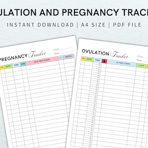 Ovulation Test Strips Tracker, Pregnancy Tracker, OPK Tracker, Ovulation Predictor Kits Log, Fertility Planner, A4, Letter, US