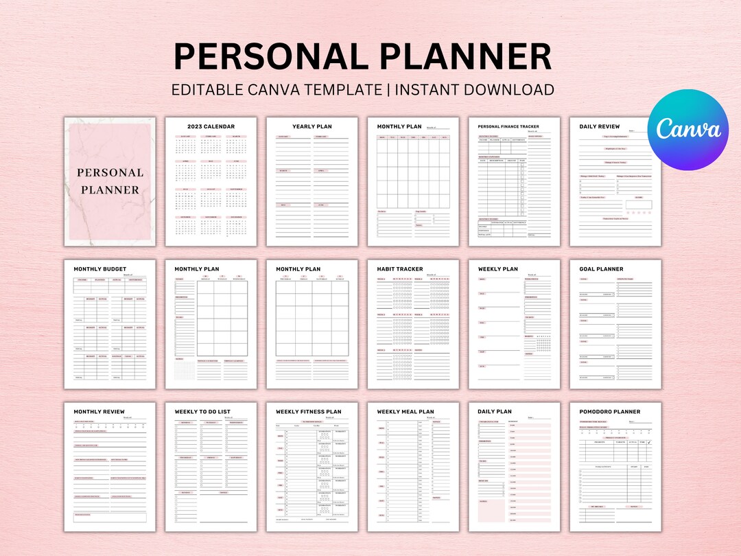 Editable Personal Planner, Weekly Planner, Daily Planner, Monthly ...