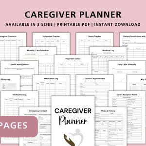 Caregiver Planner Printable, Medical Binder Records Printable Caregiver Schedule Caregiver Daily Task Log, Elderly Care Caregiver Schedule