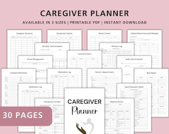 Caregiver Planner Printable, Medical Binder Records Printable Caregiver Schedule Caregiver Daily Task Log, Elderly Care Caregiver Schedule