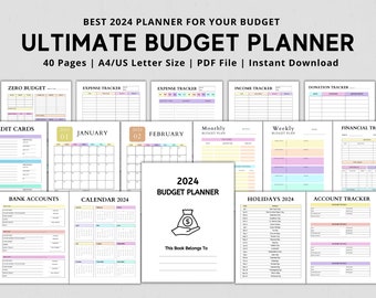 2024 Planer Budżetu Wydrukuj PDF, Planer Finansowy Wydrukuj, Śledzenie Finansów, Budżet Wydrukuj, Planer Budżetu, US Letter, A4, A5