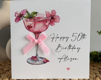 Personalised Cocktail Birthday Card: Any Age and Name, Custom wording