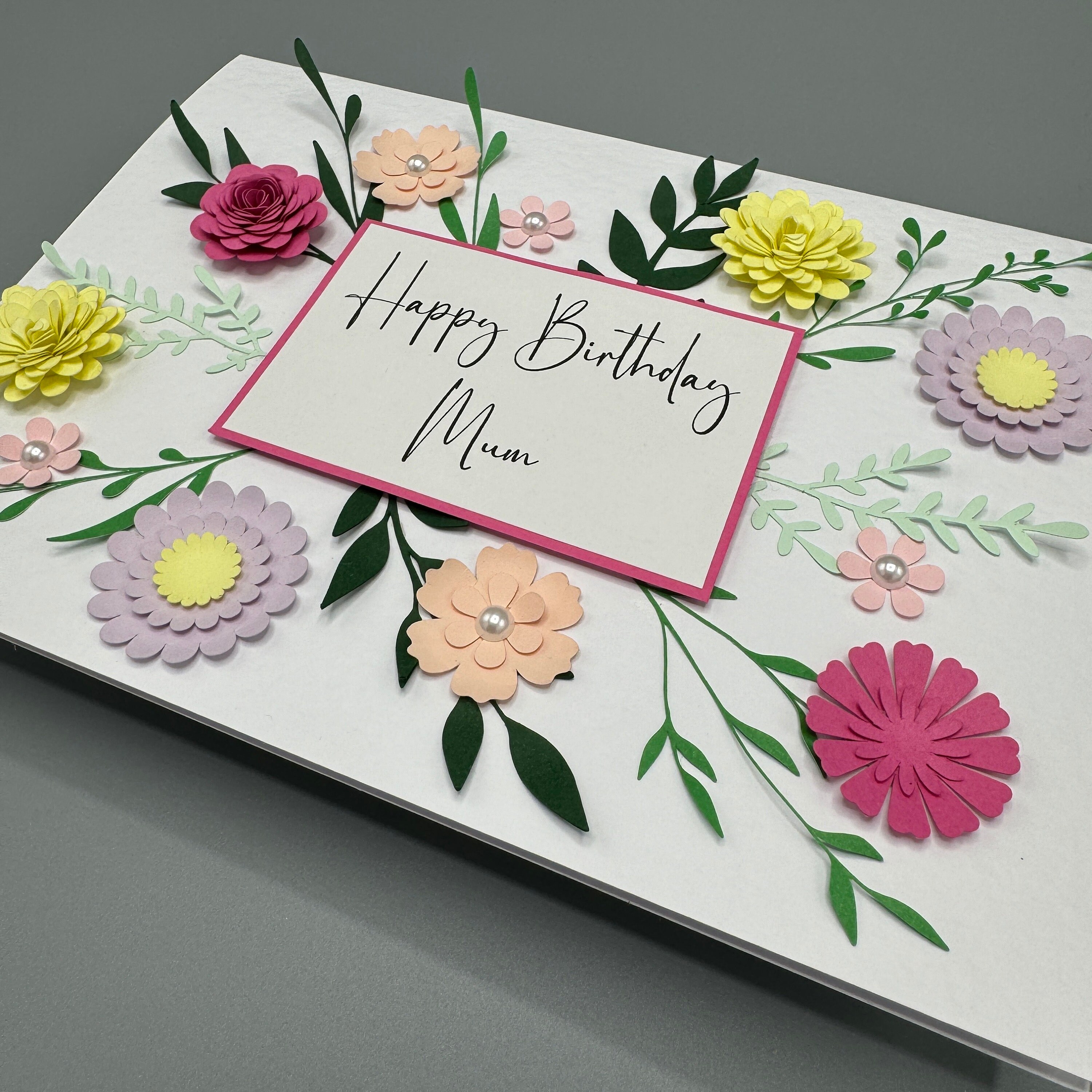 Handmade 3D Floral Birthday Card: Personalised A5 Card - Etsy UK