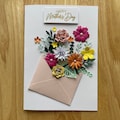 Mother’s Day card, 3D floral envelope design product logo