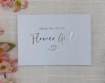 Personalised Flower Girl Proposal Card: Foiled Wedding Bridal box card