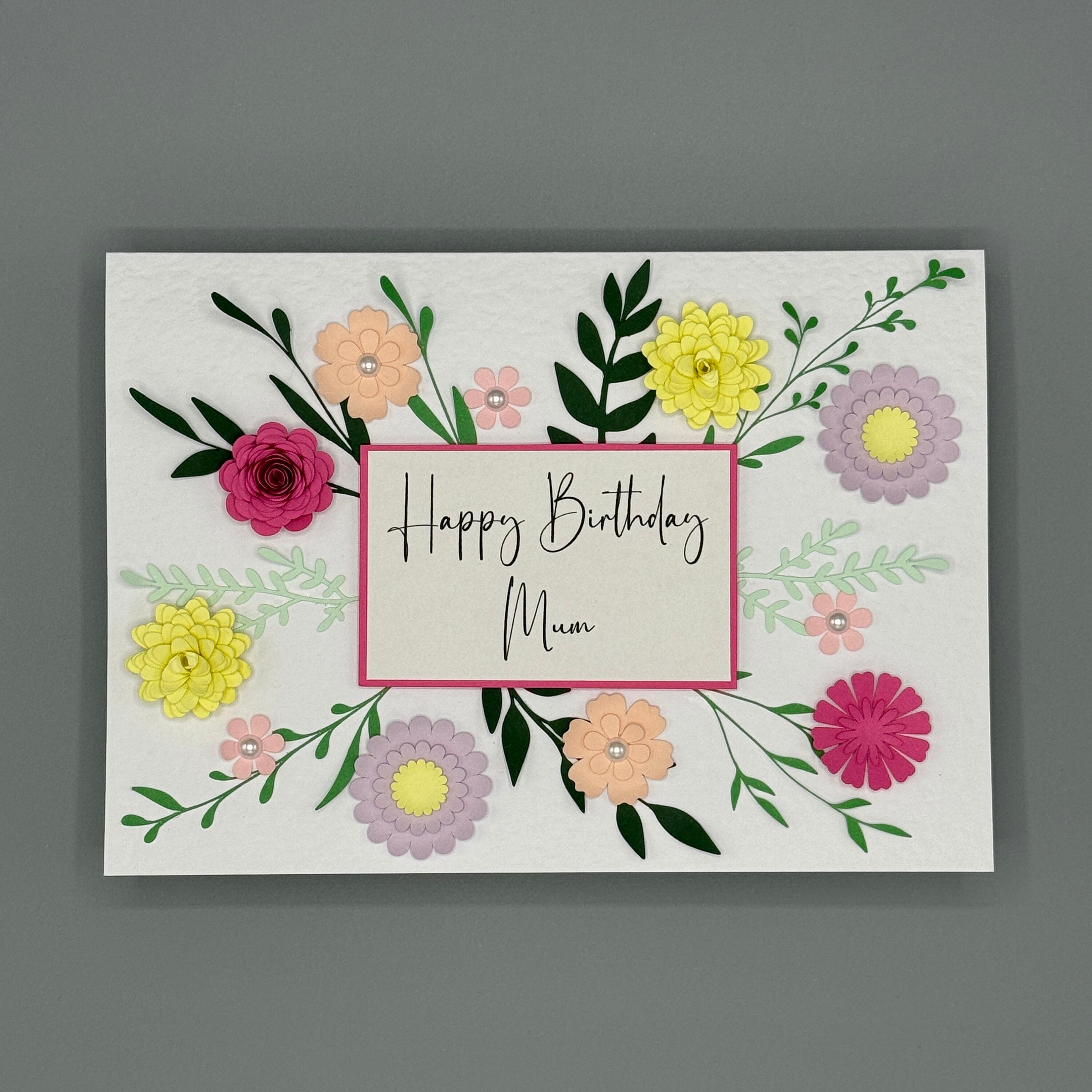 Handmade 3D Floral Birthday Card: Personalised A5 Card - Etsy UK