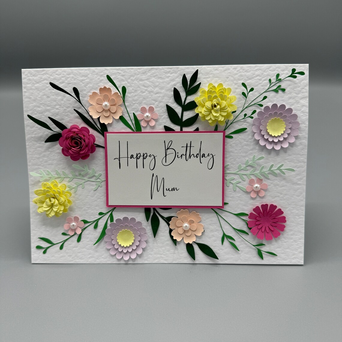 Handmade 3D Floral Birthday Card: Personalised A5 Card - Etsy UK