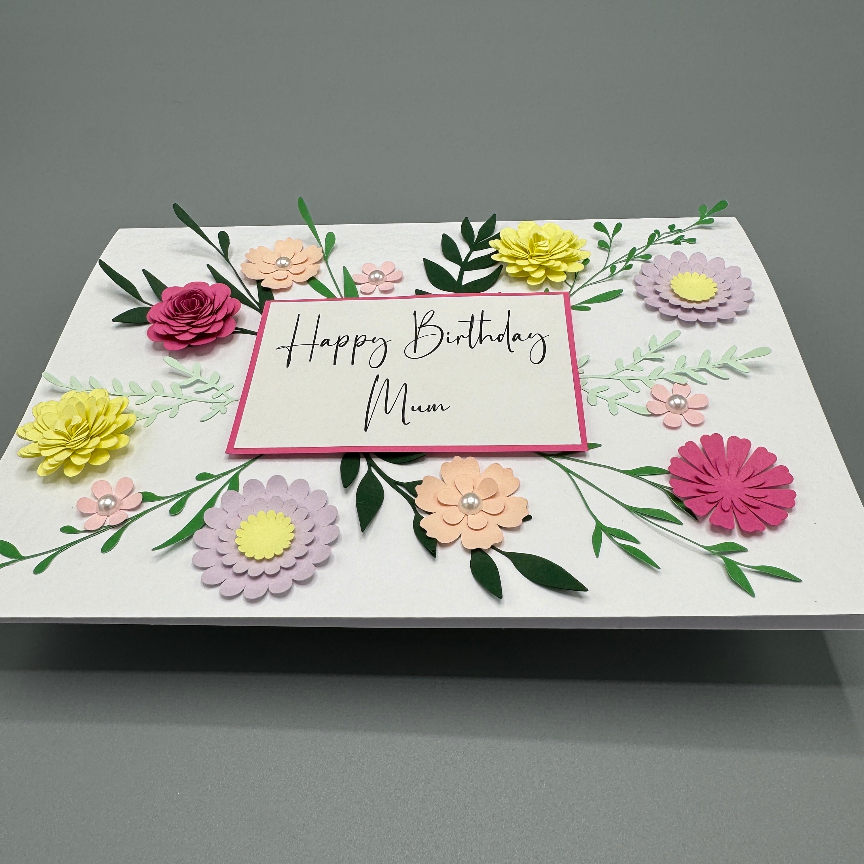 Handmade 3D Floral Birthday Card: Personalised A5 Card - Etsy UK