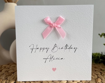 Personalised Satin Bow Birthday Card: Coquette Card