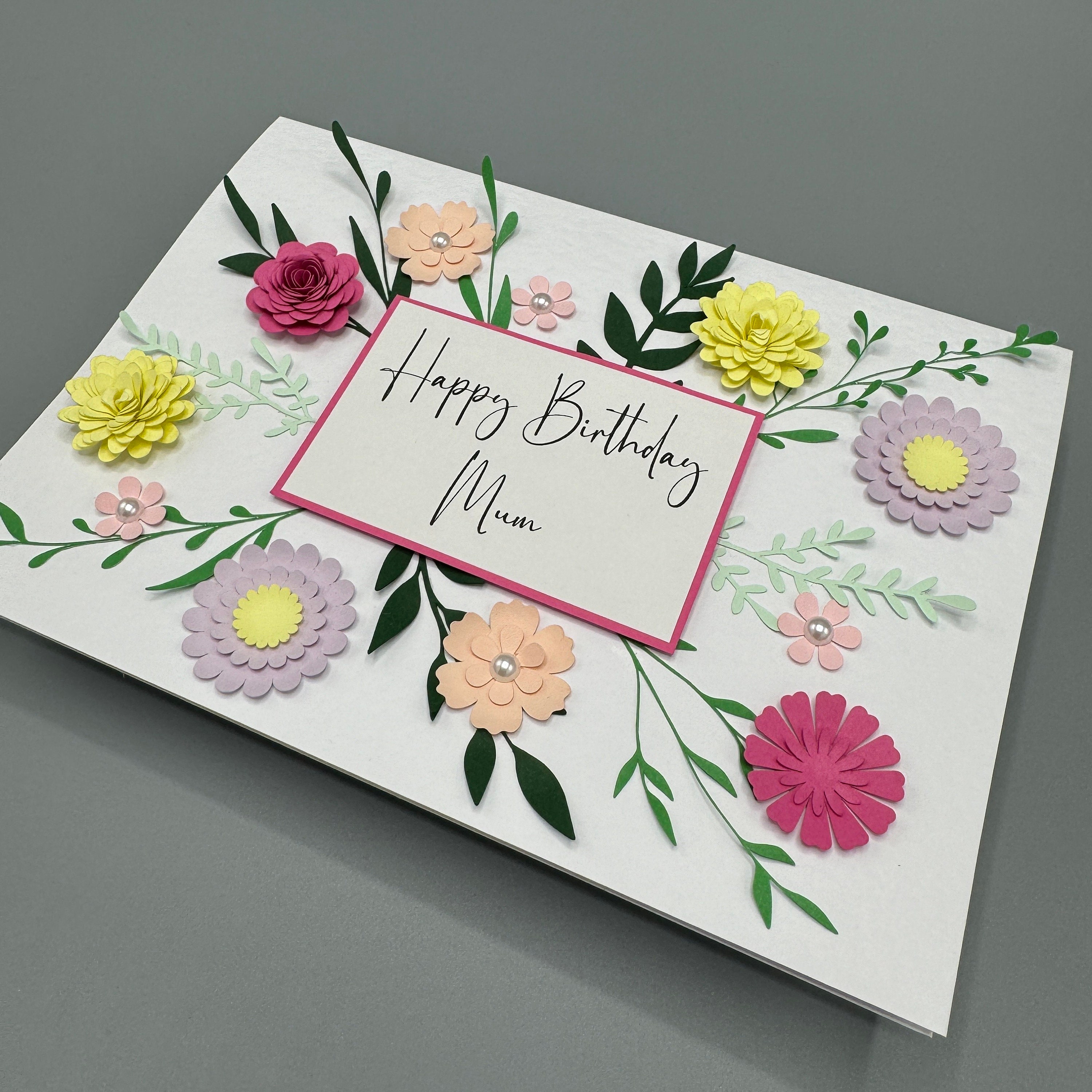 Handmade 3D Floral Birthday Card: Personalised A5 Card - Etsy UK