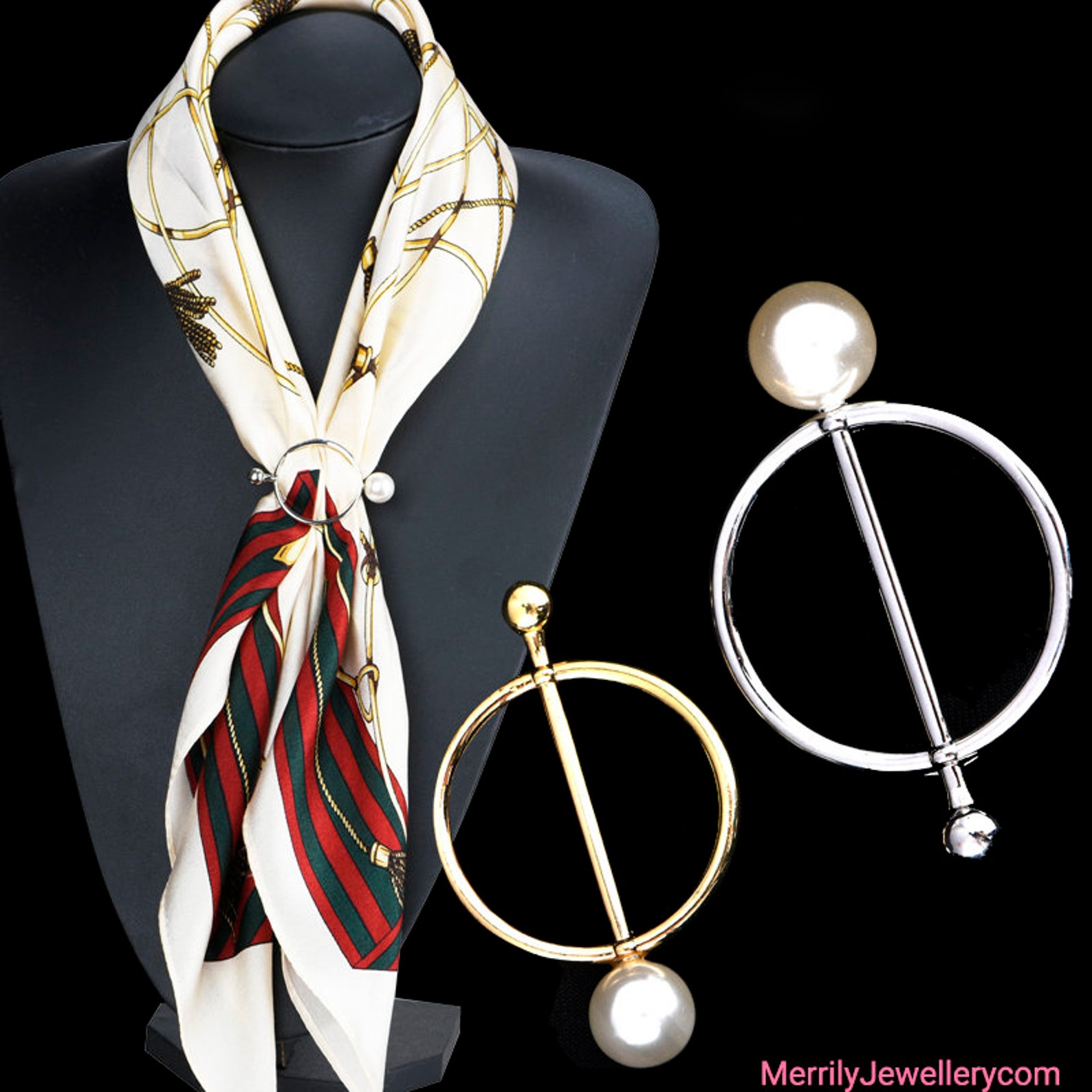 Pearl scarf buckle Scarf buckle round buckle wild scarf Etsy