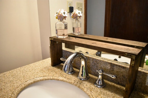 Wooden Over Sink Shelf, Bathroom Sink Shelf, Rustic Bathroom Over Sink,  Over Stove Raised Shelf, Wood Space Saving Shelf, storage