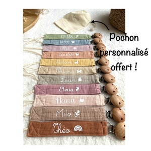 Personalized cotton gauze pacifier clip | Pacifier clip | birth gift | baby accessories