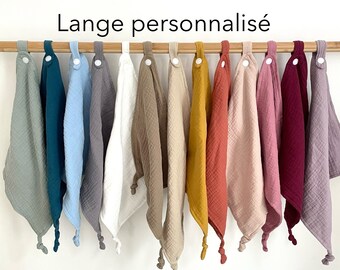 Lange bébé personnalisé en double gaze de coton | lange personnalisable | cadeau bébé