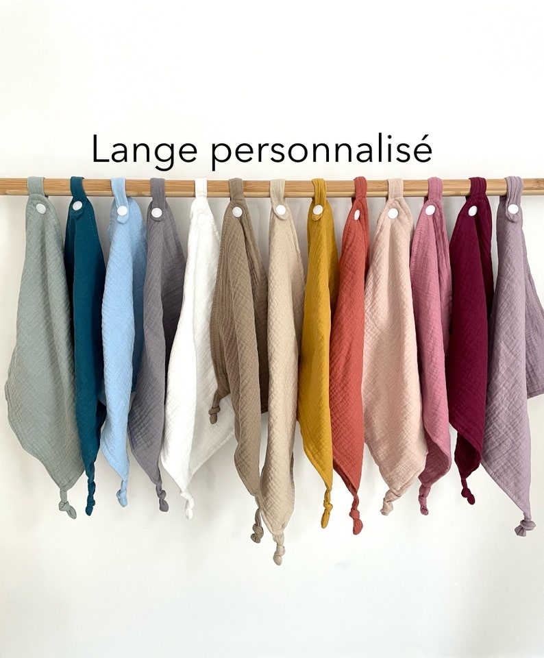 Lange bébé personnalisé en double gaze de coton lange personnalisable cadeau bébé image 1