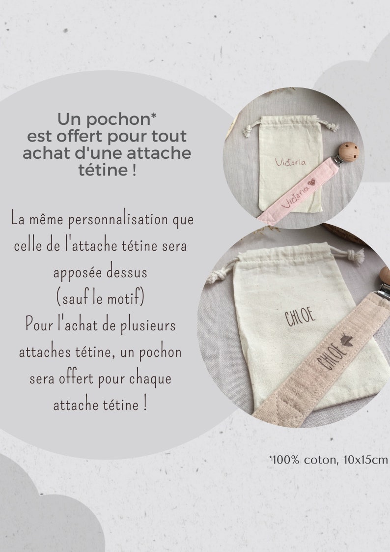 Attache tétine personnalisée en gaze de coton image 9