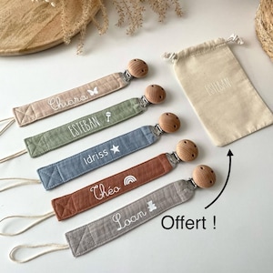 Personalized cotton gauze pacifier clip | Pacifier clip | birth gift | baby accessories