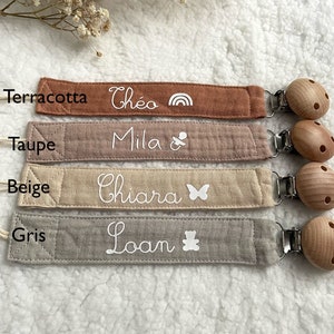 Personalized pacifier clip in cotton gauze image 6