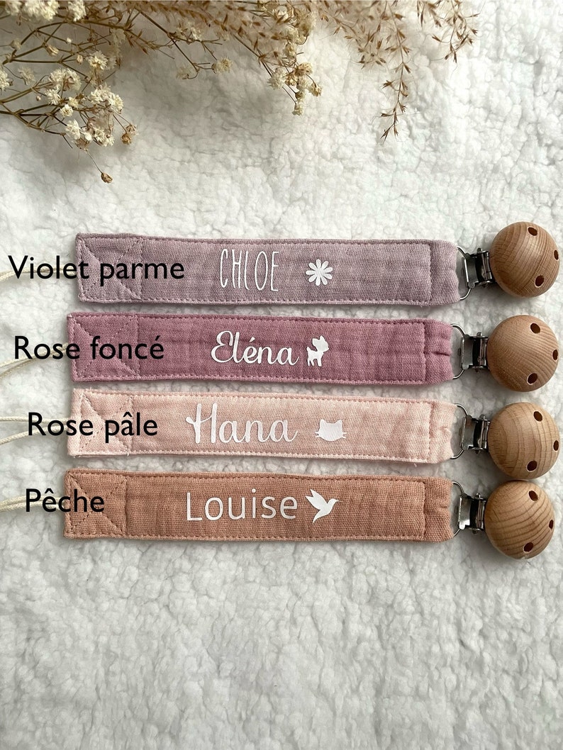 Personalized pacifier clip in cotton gauze image 7