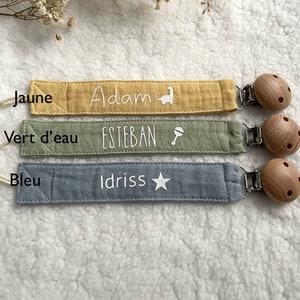Personalized pacifier clip in cotton gauze image 8