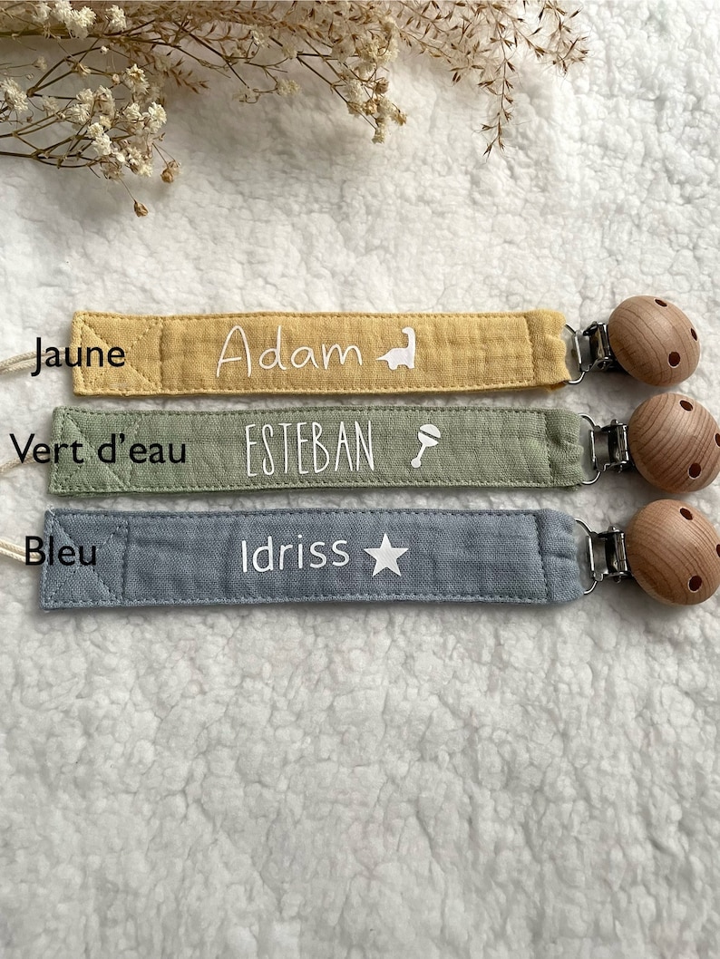 Personalized pacifier clip in cotton gauze image 8